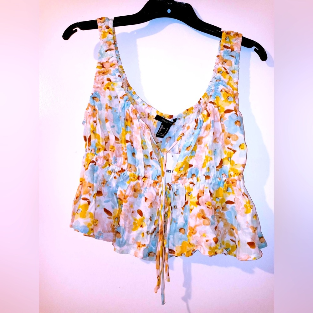 Forever 21 floral crop top L